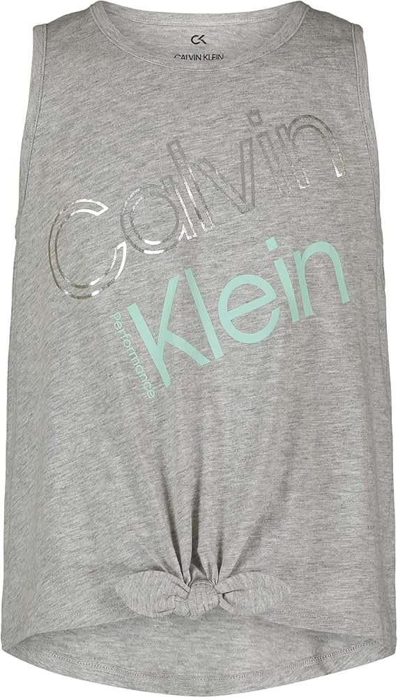 Calvin Klein Girls' Performance Tank Top, Sleeveless & Crew-Neck Neckline, Logo Detailing