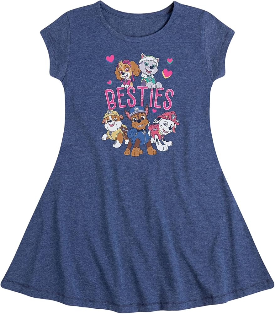 HYBRID APPAREL - Paw Patrol - Let's Roll Patrol - Toddler and Youth Girls Fit and Flare Dress