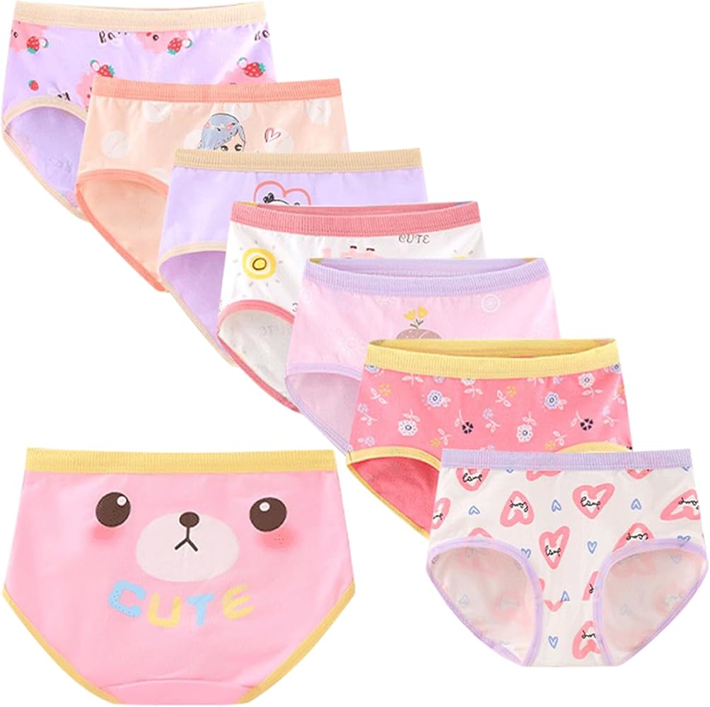 VORLAN Little Girls' soft and breathable Comfort Panty Briefs Toddler Undies and Cotton Bikini Underwear Multipacks