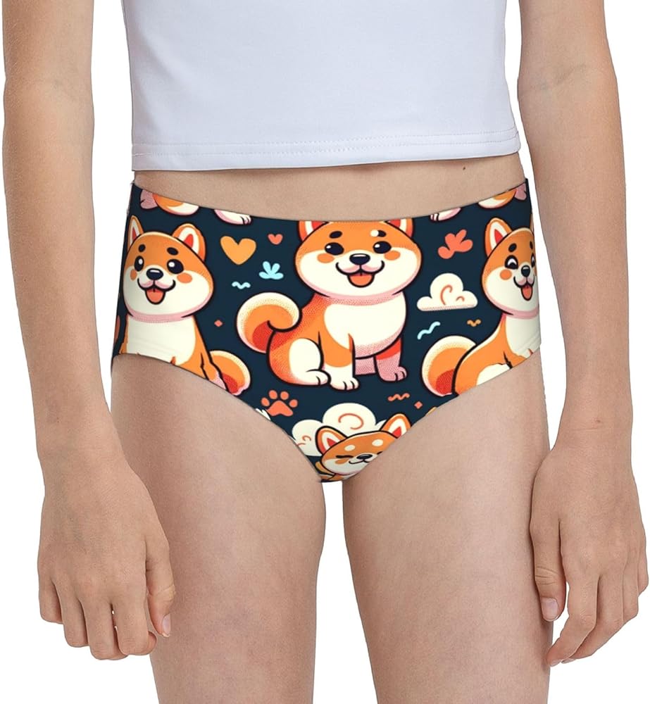 Augenstern Cotton Underwear Cute-Shiba-Inu-Paw Girls'Briefs Soft Underpants