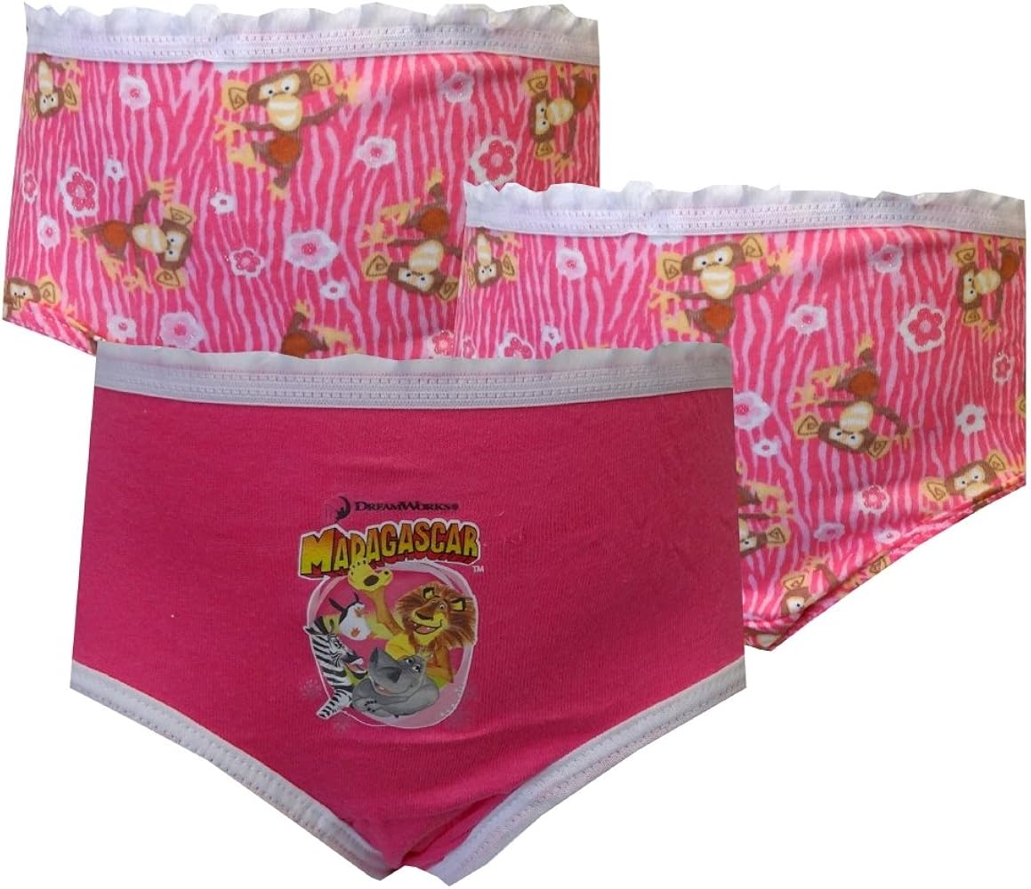 Fruit of the Loom Girls Madagascar Escape to Africa Pink Girls Underwear 3 Pack (4)