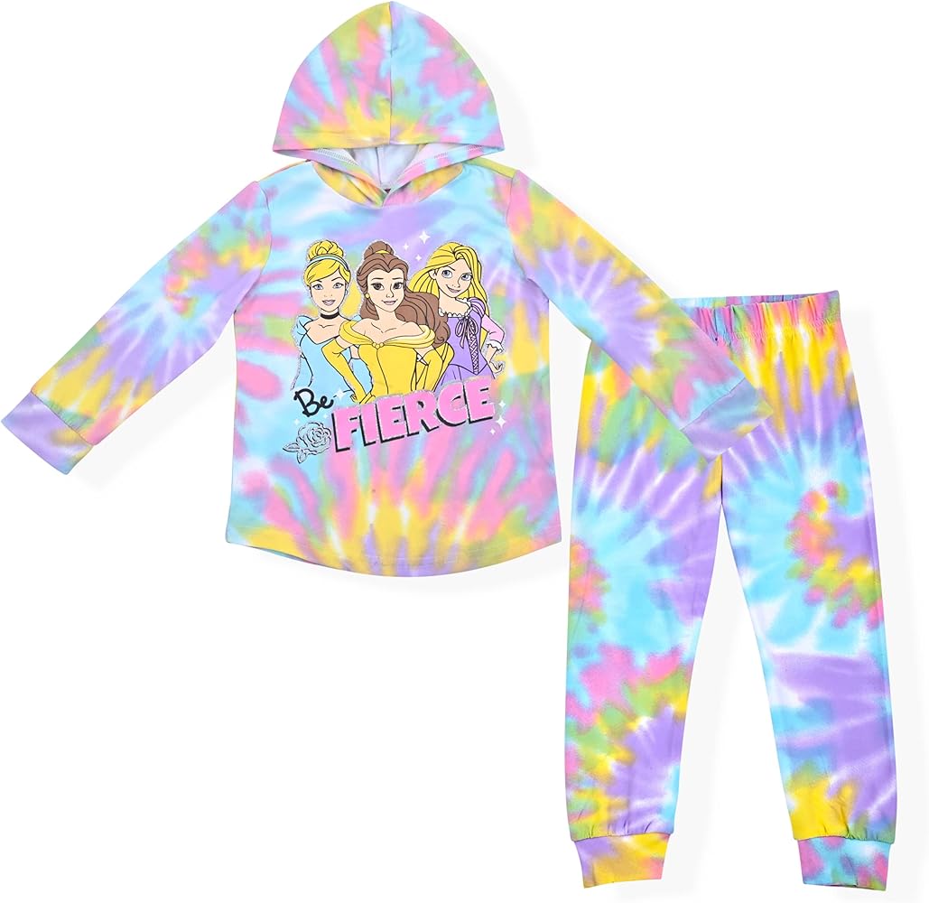 Disney Princess Girls Tie Dye 2 Piece Hoodie and Jogger Pants Set - Multicolor