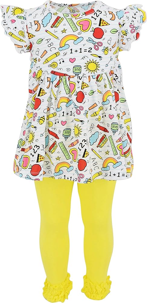 Unique Baby Girls Back to School Fun School Supplies 2pc Legging Set