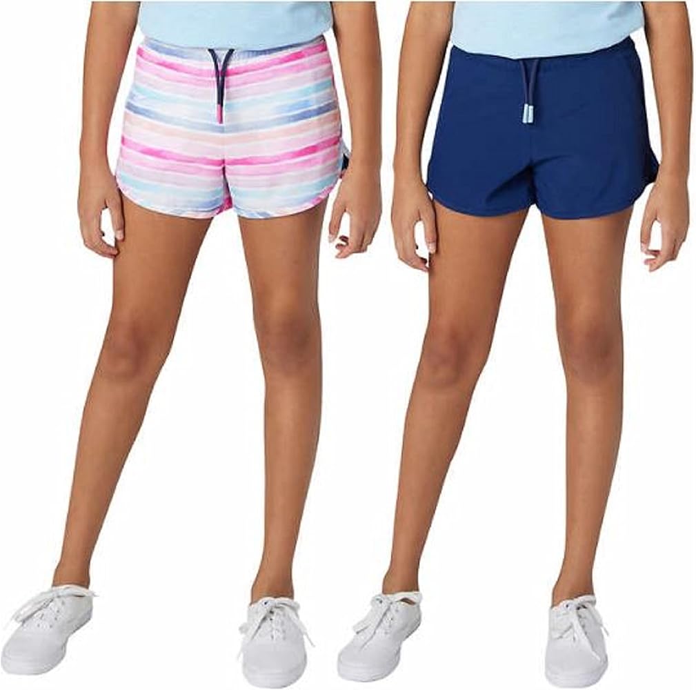 Eddie Bauer Youth Girl's 2 Pack UPF 30 Quick-Dry Lined Active Shorts (as1, Alpha, m, Regular, Navy, Medium(10/12))