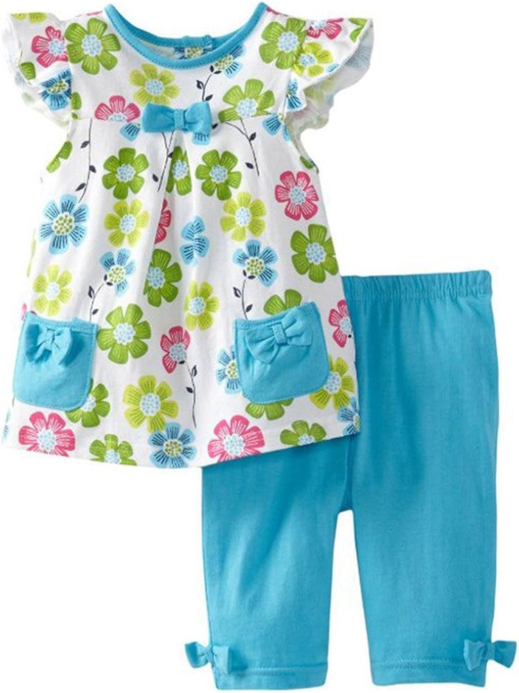 Little Girls 2 Pieces Playwear Set with Bow and Applique