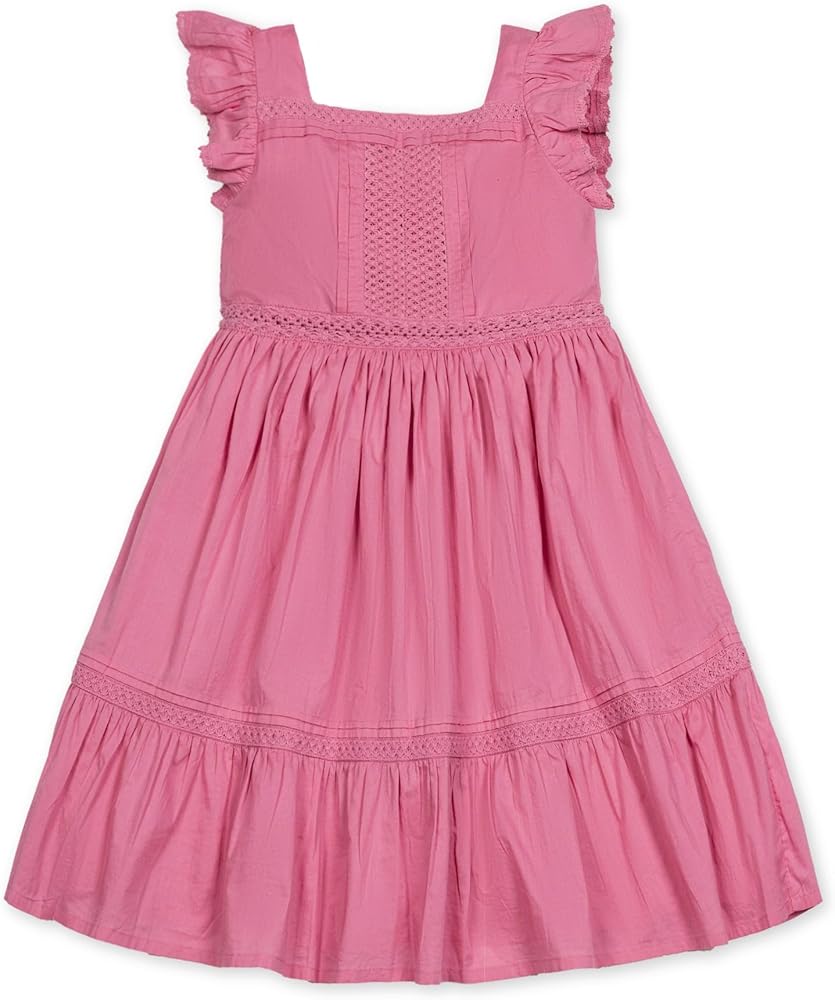 Hope & Henry Girls' Sleeveless Special Occasion Sun Dress with Bow Back Detail and Embroidery