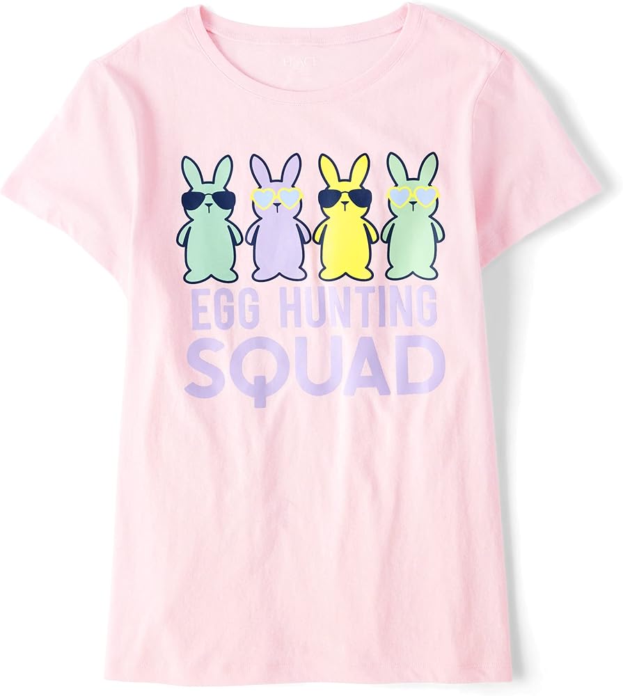 The Children's Place girls Egg Hunting Squad Graphic Short Sleeve Tee