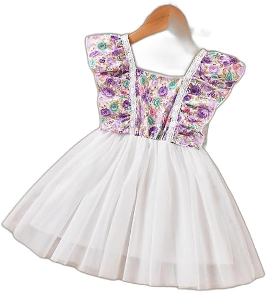 Kids Girls' Dress Floral Short Sleeve Outdoor Active Fashion Cotton Above Knee Casual