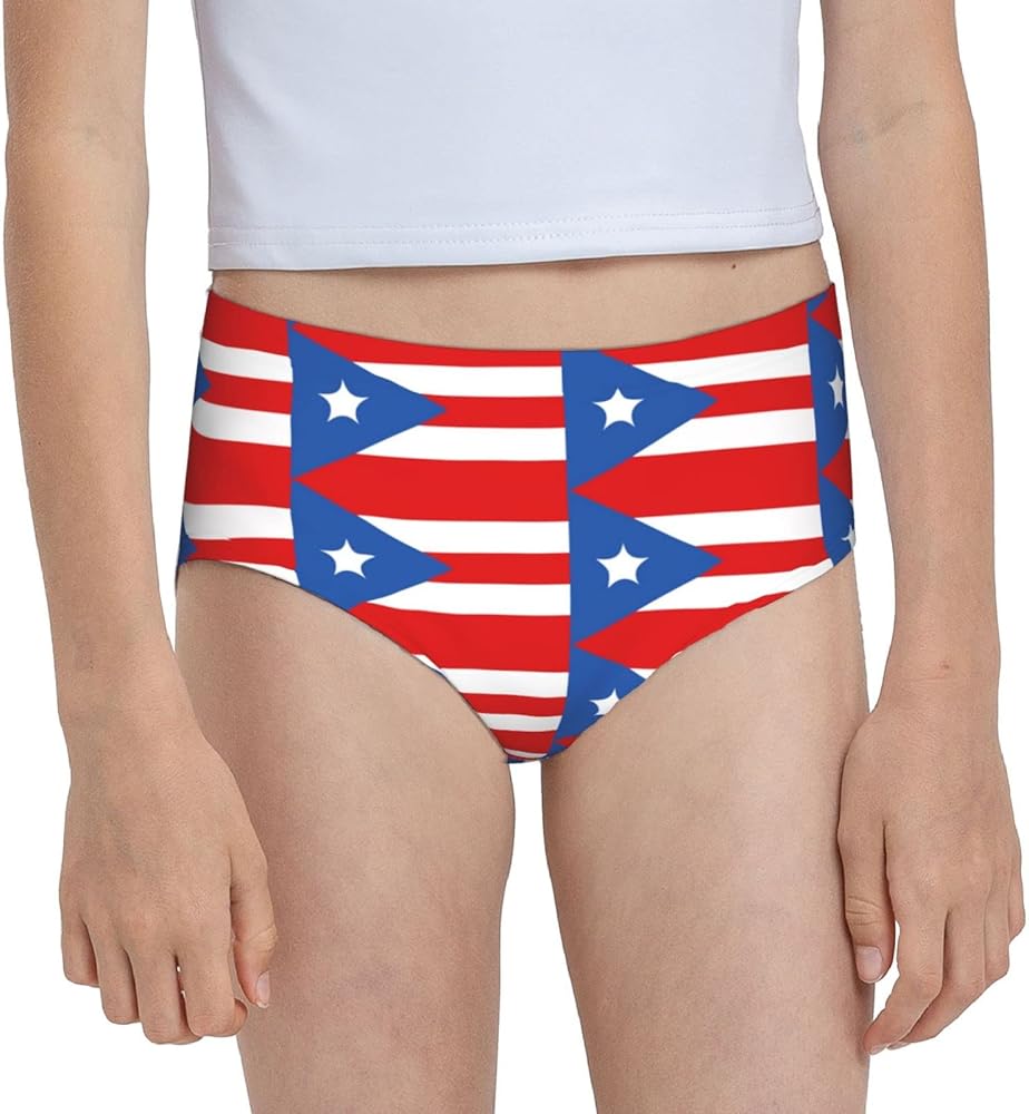 Augenstern Cotton Underwear Puerto Rico Flag Girls'Briefs Soft Underpants