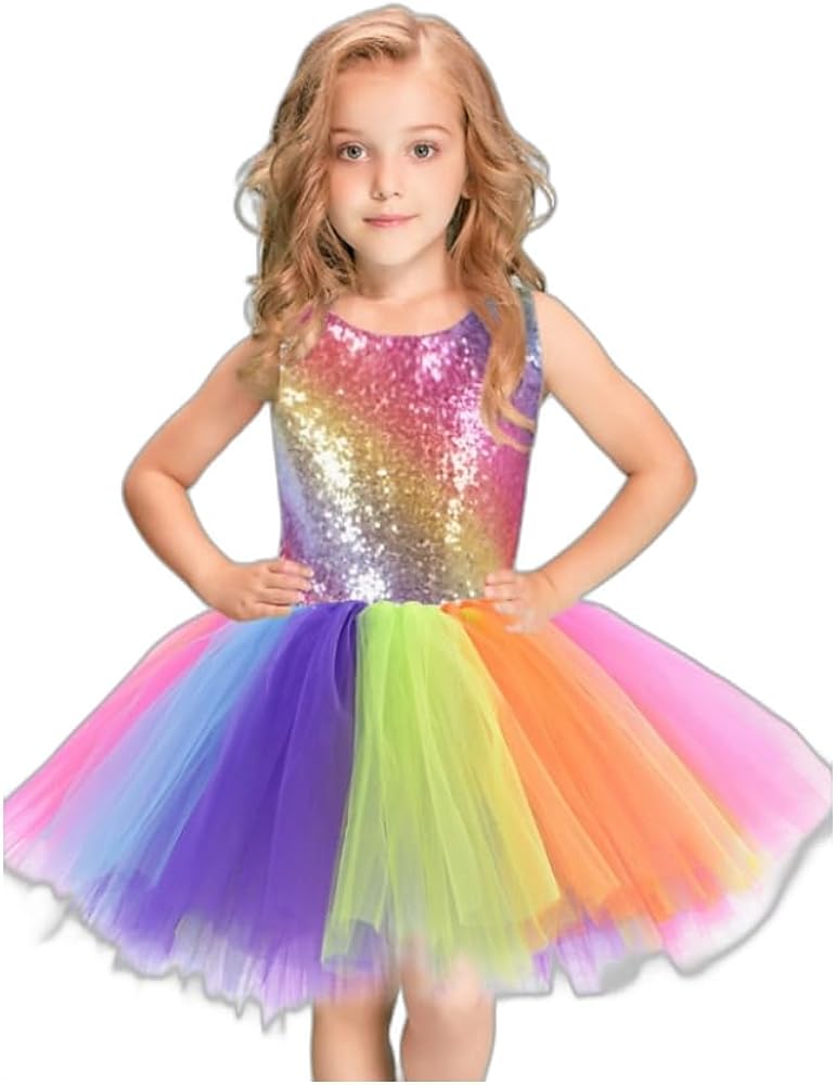 Kids Girls' Dress Cartoon Patchwork Sleeveless Performance Birthday Sequins Ruched