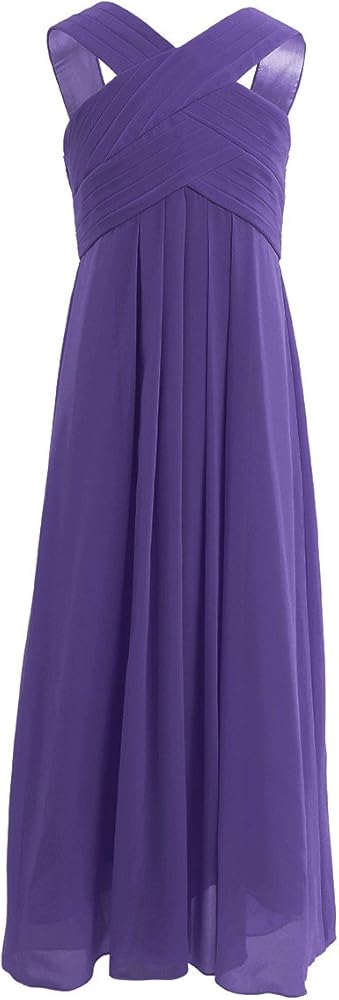 iiniim Big Girl's Chiffon Pageant Party Wedding Flower Girl Dress Junior Bridesmaid Dance Prom Long Gown