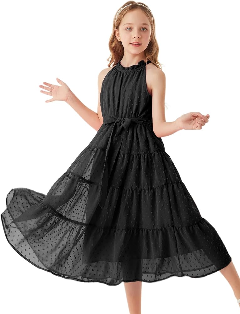 GRACE KARIN Girls Sleeveless Casual A-line Flowy Summer Maxi Dress for 5-14 Years