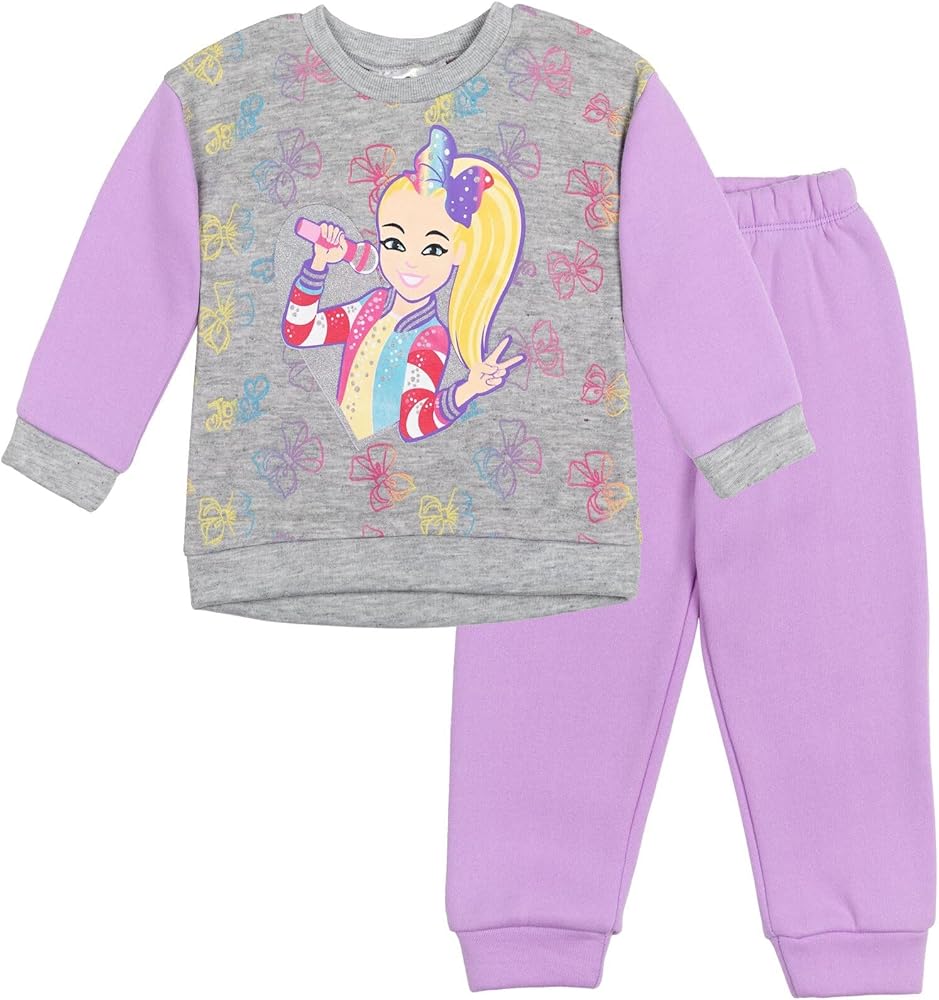 JoJo Siwa Girls Fleece Pullover Sweatshirt and Jogger Pants Set