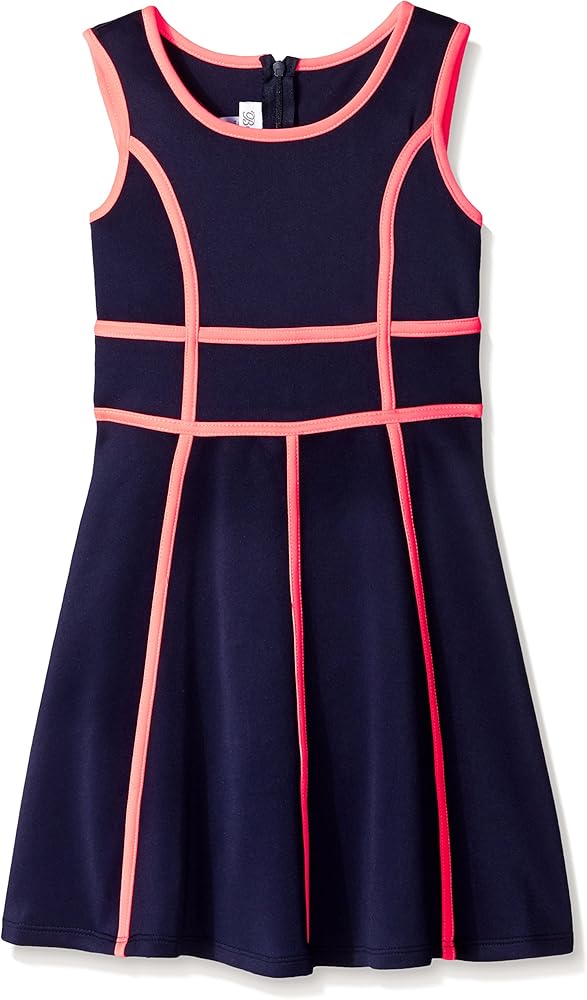 Bonnie Jean Girls' Big Scuba Dress with Contrast Piping