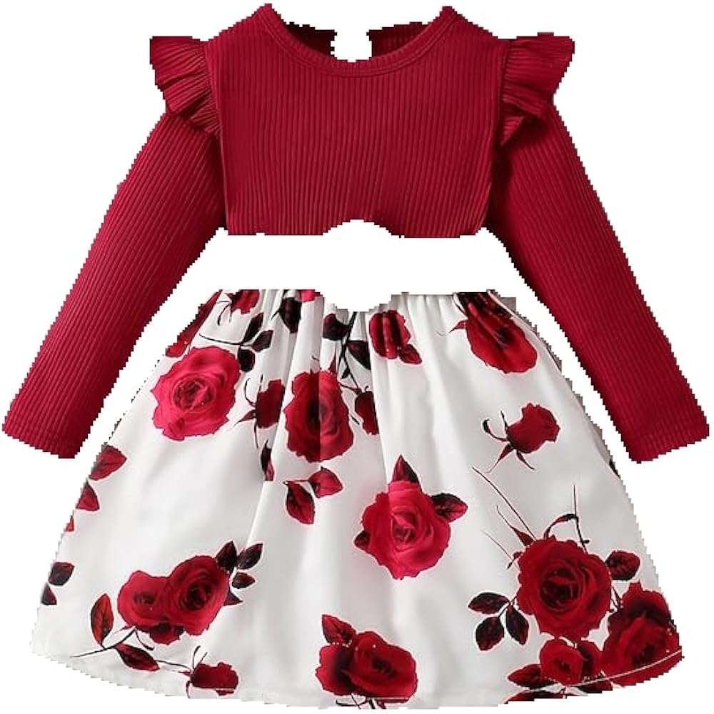 Kids Girls' Dress Floral Long Sleeve School Fashion Polyester Nylon Above Knee Casual