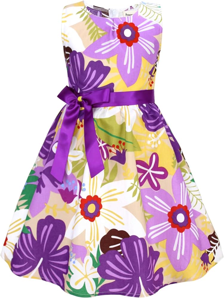 PrinceSasa Floral Cotton Kids Girl Dresses Summer Girls Clothes,1HPEA67,7-8 Years(140)