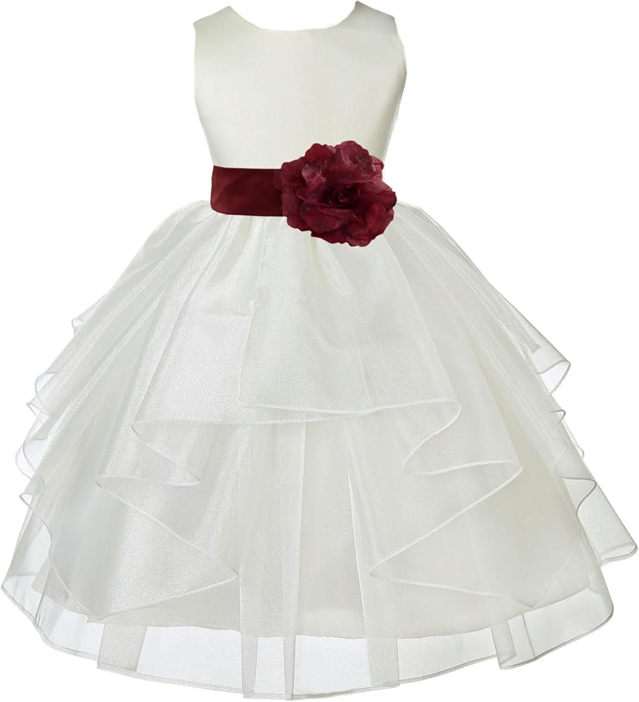 Wedding Pageant Ivory Shimmering Organza Flower Girl Dress Toddler Gown 4613T