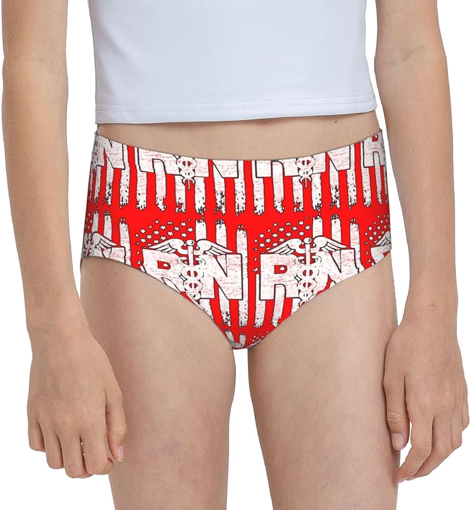 Augenstern Cotton Underwear Patriotic Vintage Rn Nurse Girls'Briefs Soft Underpants