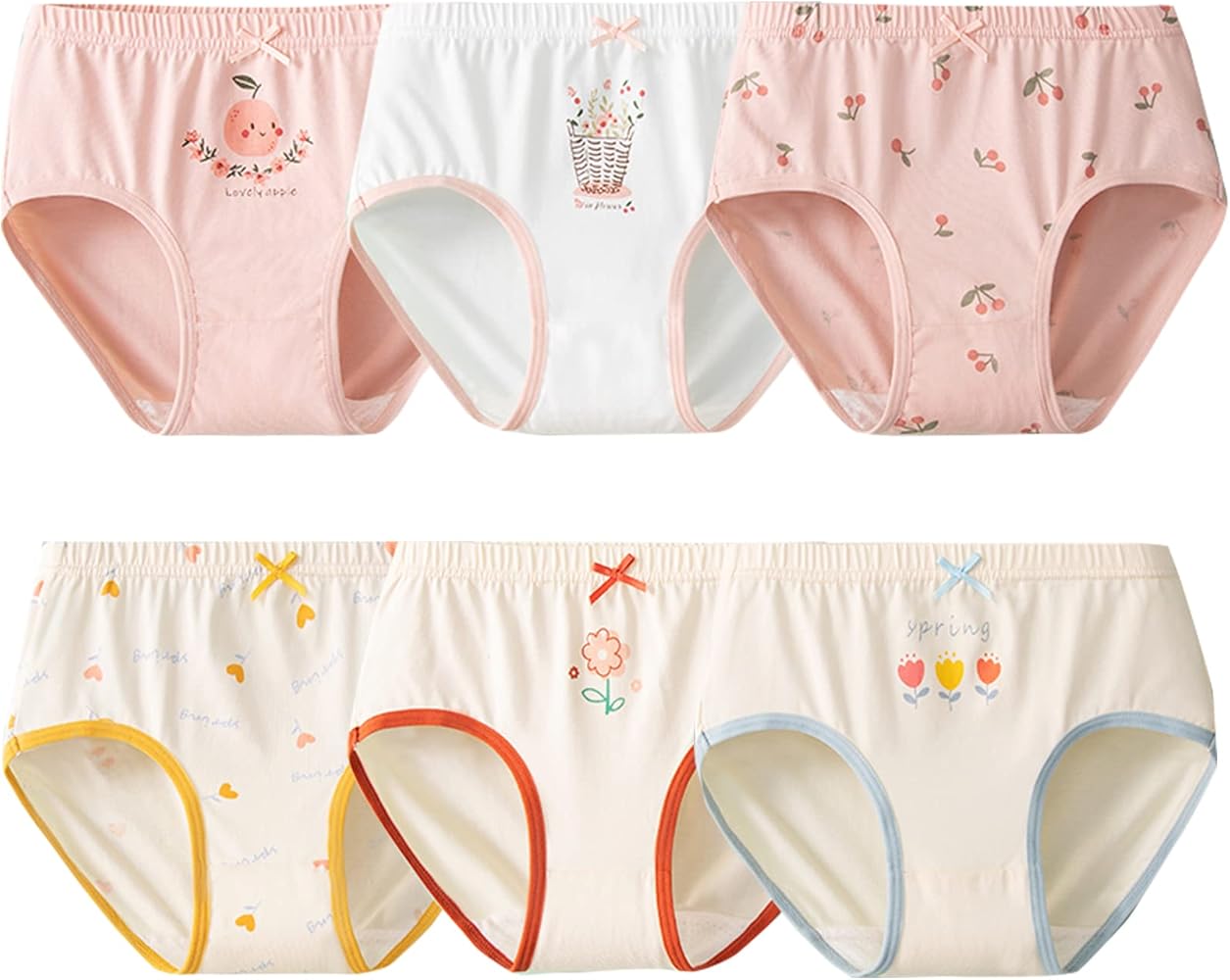 Baby Kids Underwear Breathable Cotton Panties Toddler Girls Undies Soft Assorted Briefs 6-Pack