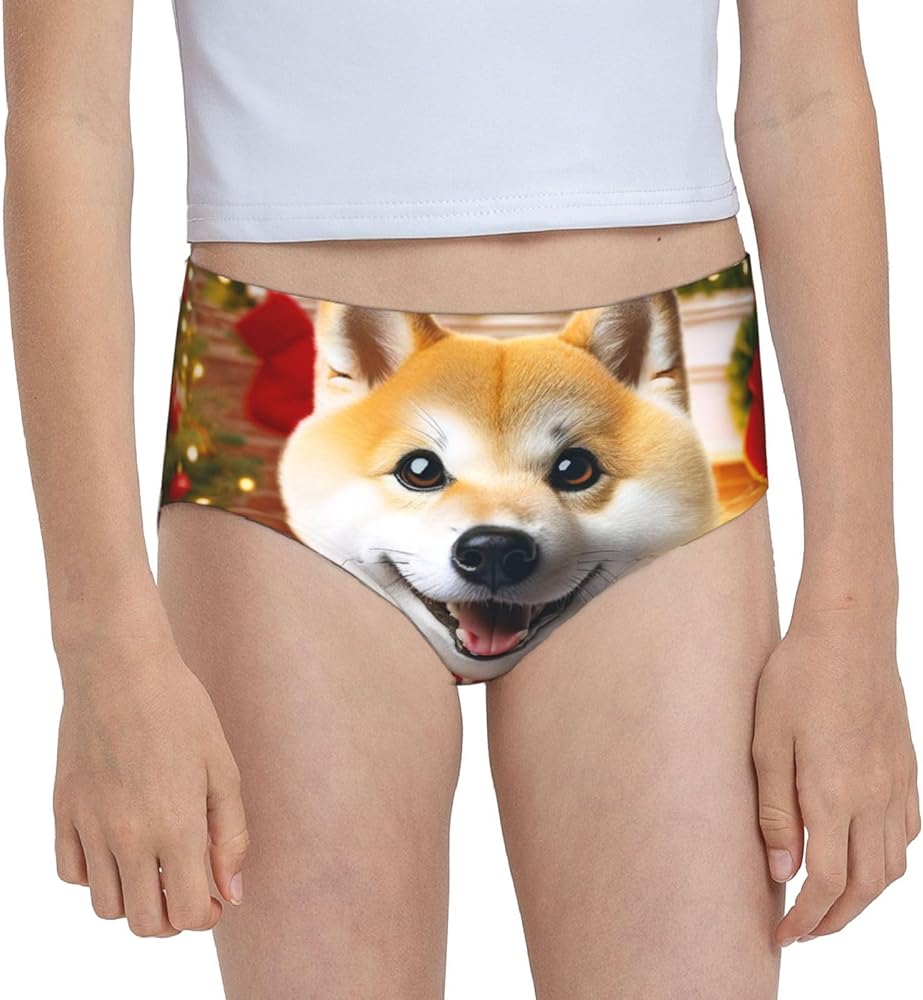 Augenstern Cotton Underwear Shiba-Inu-Pet-Christmas Girls'Briefs Soft Underpants