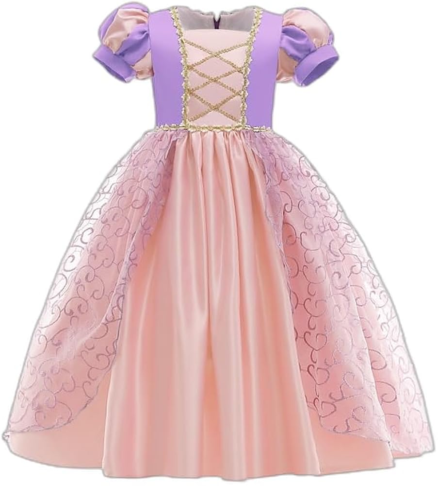 Kids Little Girls' Dress Patchwork Mesh Purple Blushing Pink Midi Short Sleeve Princess