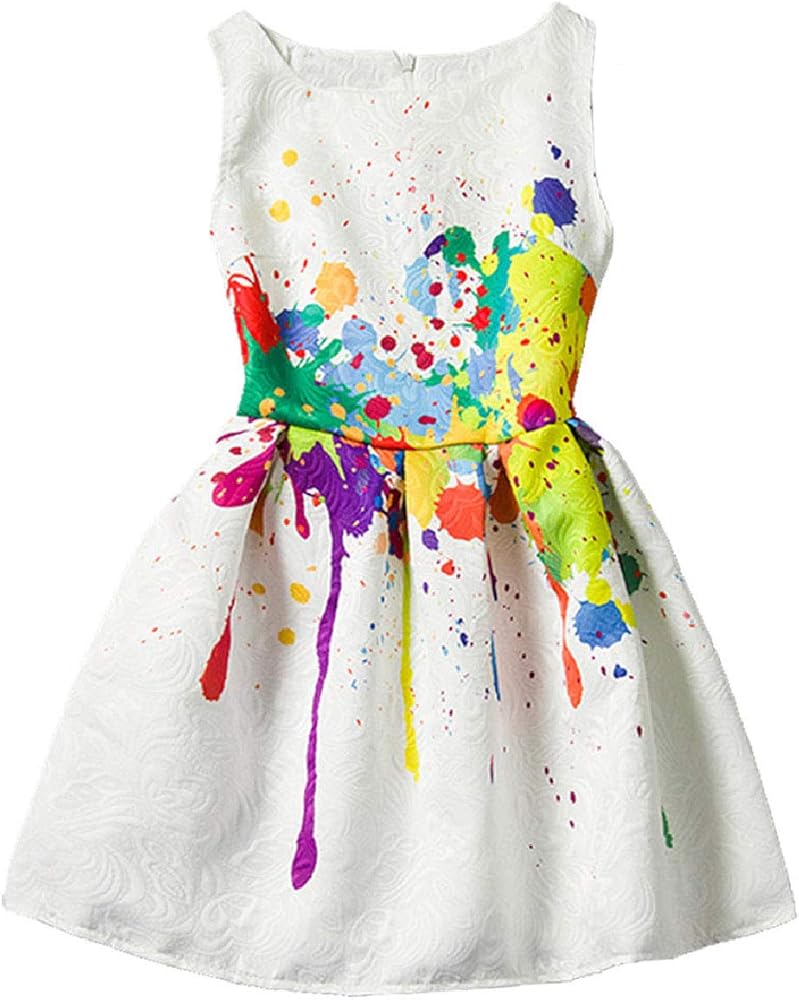 21KIDS Girls Kids Casual Dress Paint Butterfly Rose Animal Fall Sleeveless Dresses