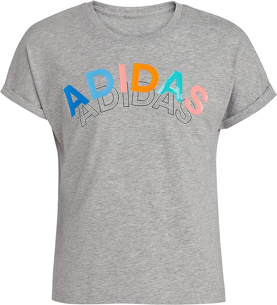 adidas Girls' Short Sleeve Dolman Waist Heather Tee