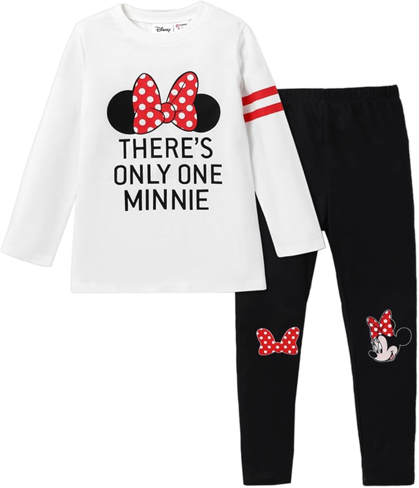 Disney Mickey and Friends Toddler Girl Character Print Long-sleeve Top and Pants Sets 6-12 Years