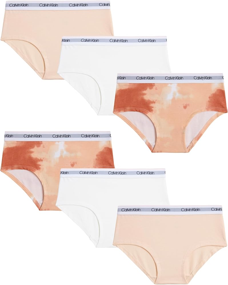 Calvin Klein Girls' Underwear - 6 Pack Stretch Cotton Hipster Briefs (S-XL)