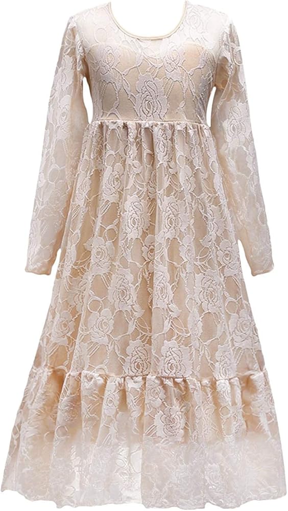 Fancy White Lace Flower Girls Dresses Bridesmaid Wedding Pageant Party Princess Communion Floral Boho Vintage Gown