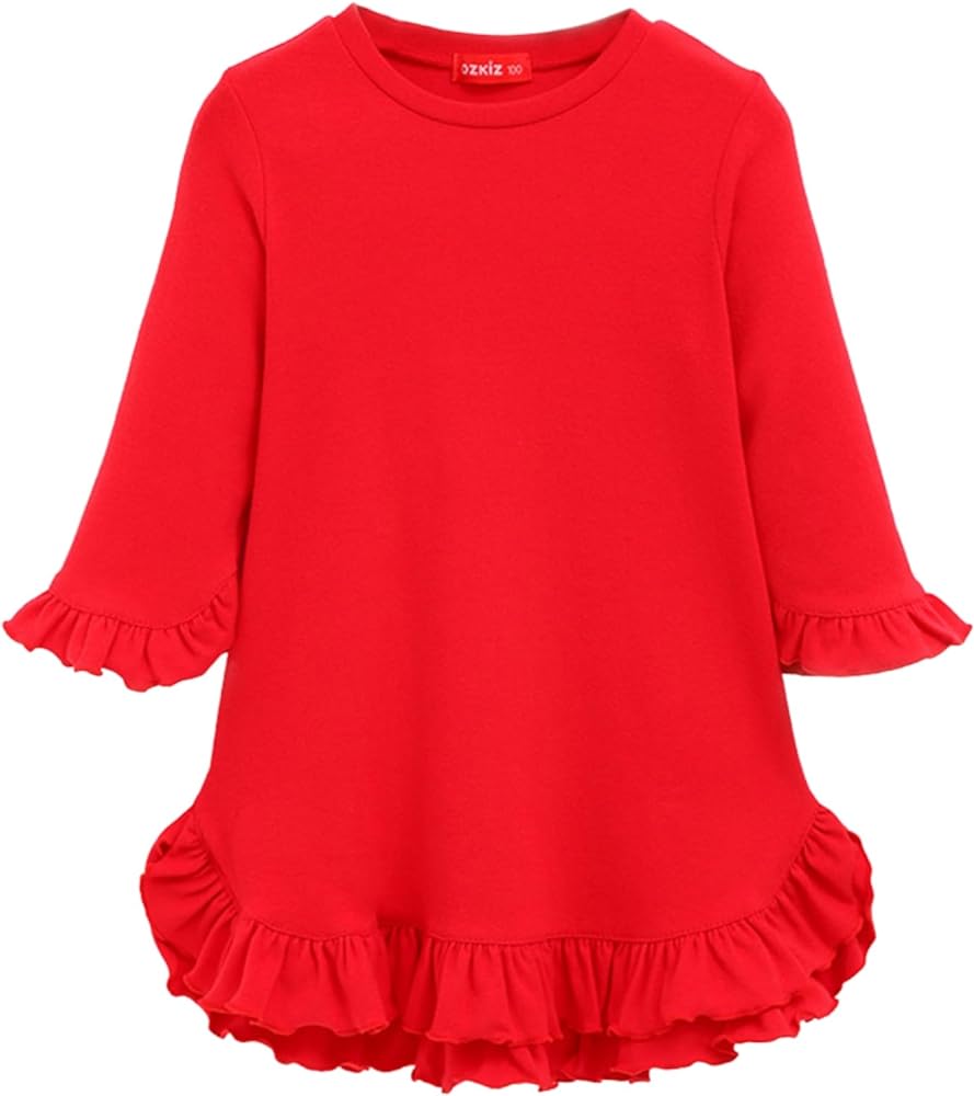 Red Dress for Girls Toddler Long Sleeve Christmas Casual Holiday Dresses