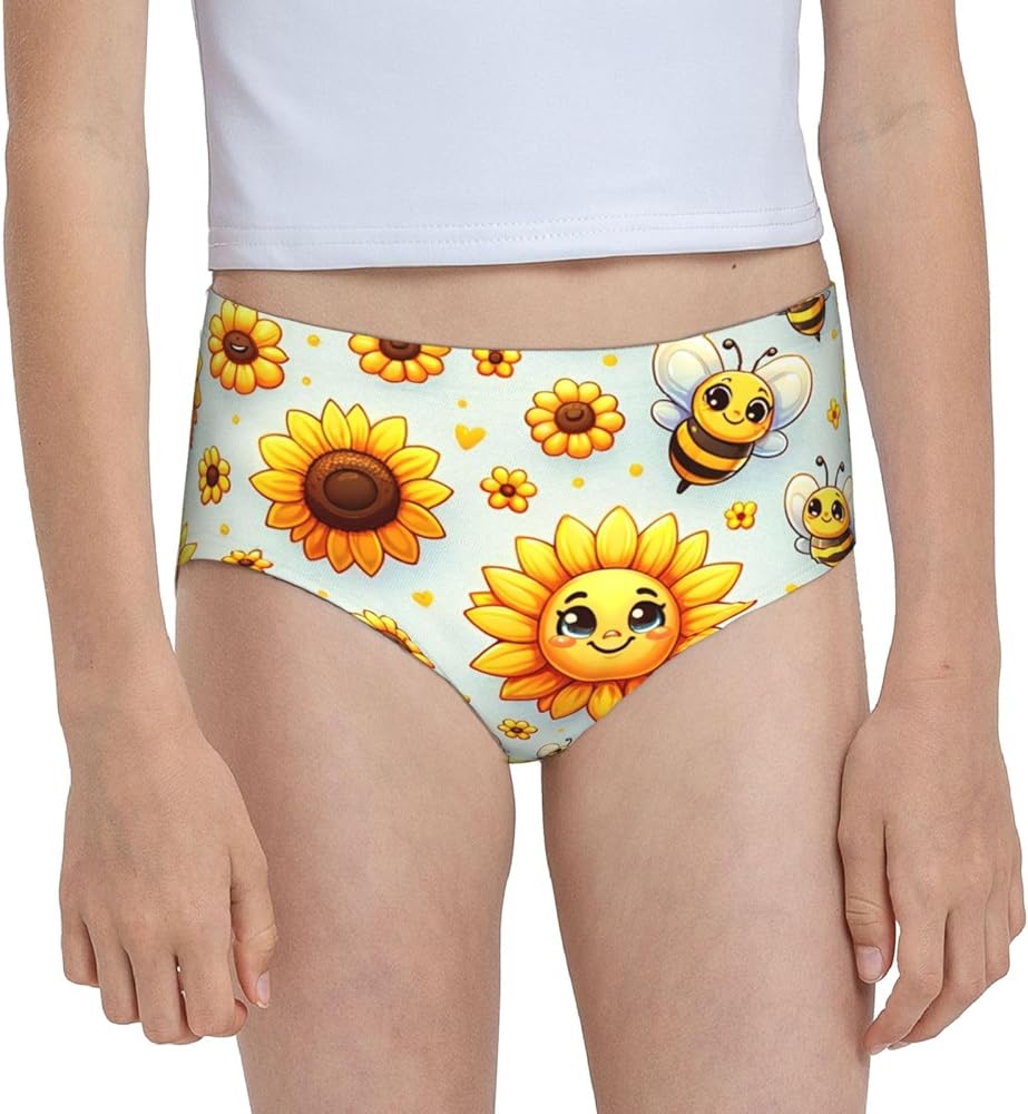 Augenstern Cotton Underwear Cute-Sunflower-Bee Girls'Briefs Soft Underpants