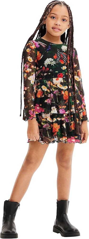 Desigual Girl Knit Dress Long Sleeve, Green