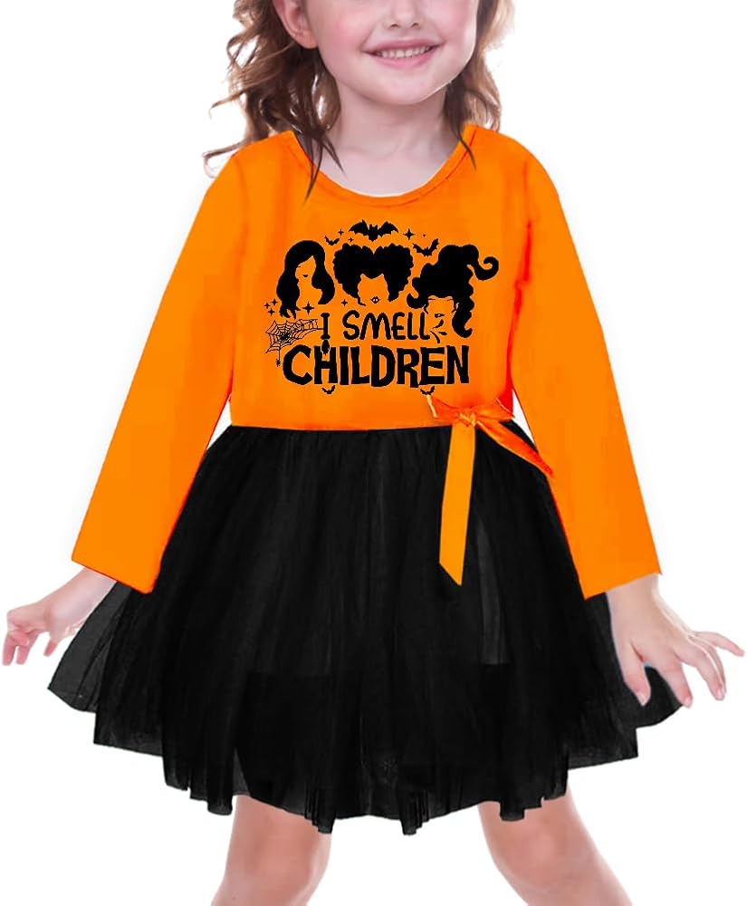 Remimi Halloween Toddler Girl Long Sleeve Ruffle Layered Tulle Tutu Dresses 1-6 Years