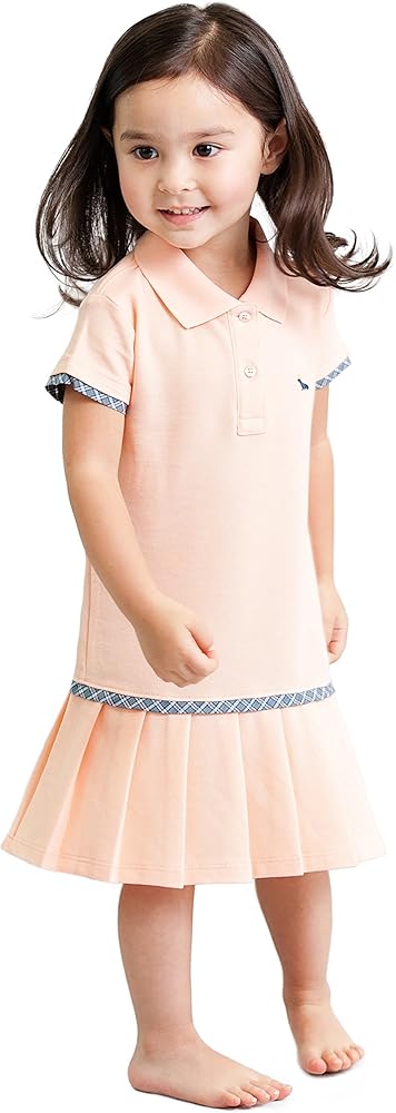 Toddler Girls' Pleated Tennis Polo Dress Peach Orange - 100% Pima Cotton