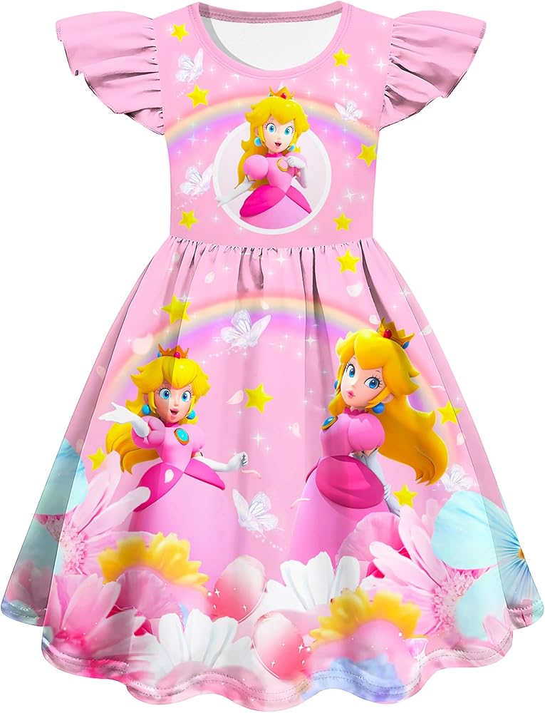 Girls Princess Dress Kids Cartoon Graphic Outfit Toddler Birthday Dresses