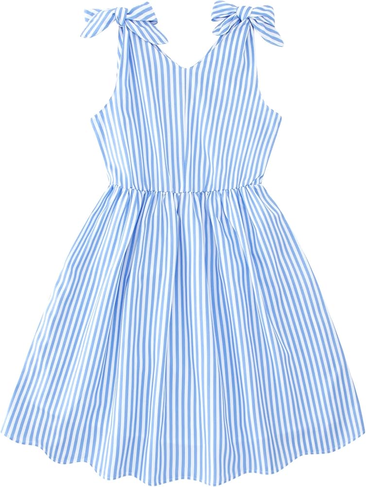 Enlifety 3-10T Girls Dresses Sleeveless Summer Dress Bowknot Strap V Neck Sundress