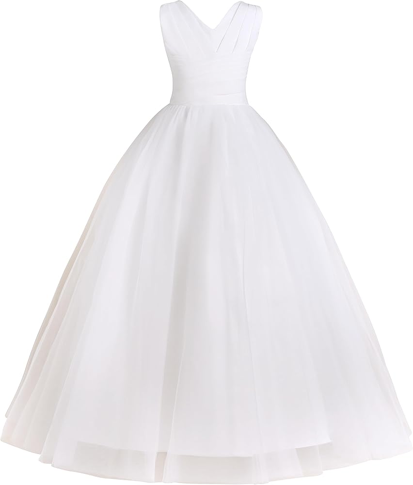 First Communion Dress for Girls, Flower Girl Dress Tulle Ivory Girls Party Dresses, Ball Gown First Communion