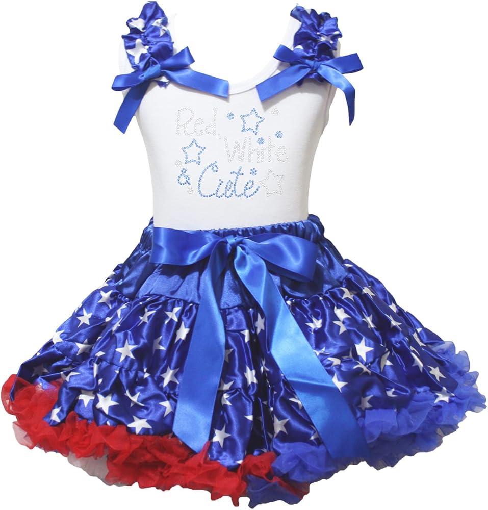 Petitebella Red White Cute Stars Shirt Blue Stars Skirt Outfit 1-8y