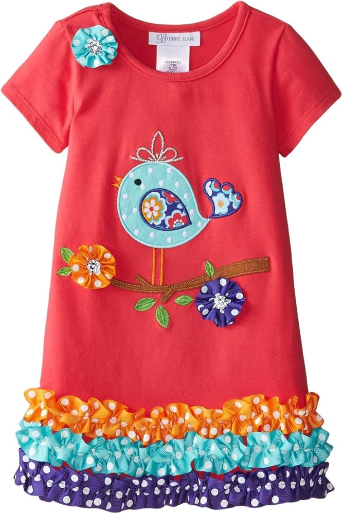 Bonnie Jean Girls' Knit Bird Appliqued Dress