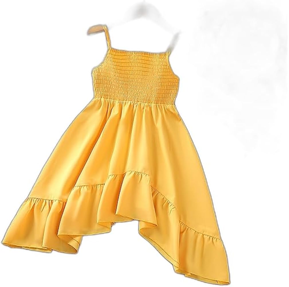 Kids Girls' Dress Solid Color Sleeveless Outdoor Active Fashion Cotton Asymmetrical