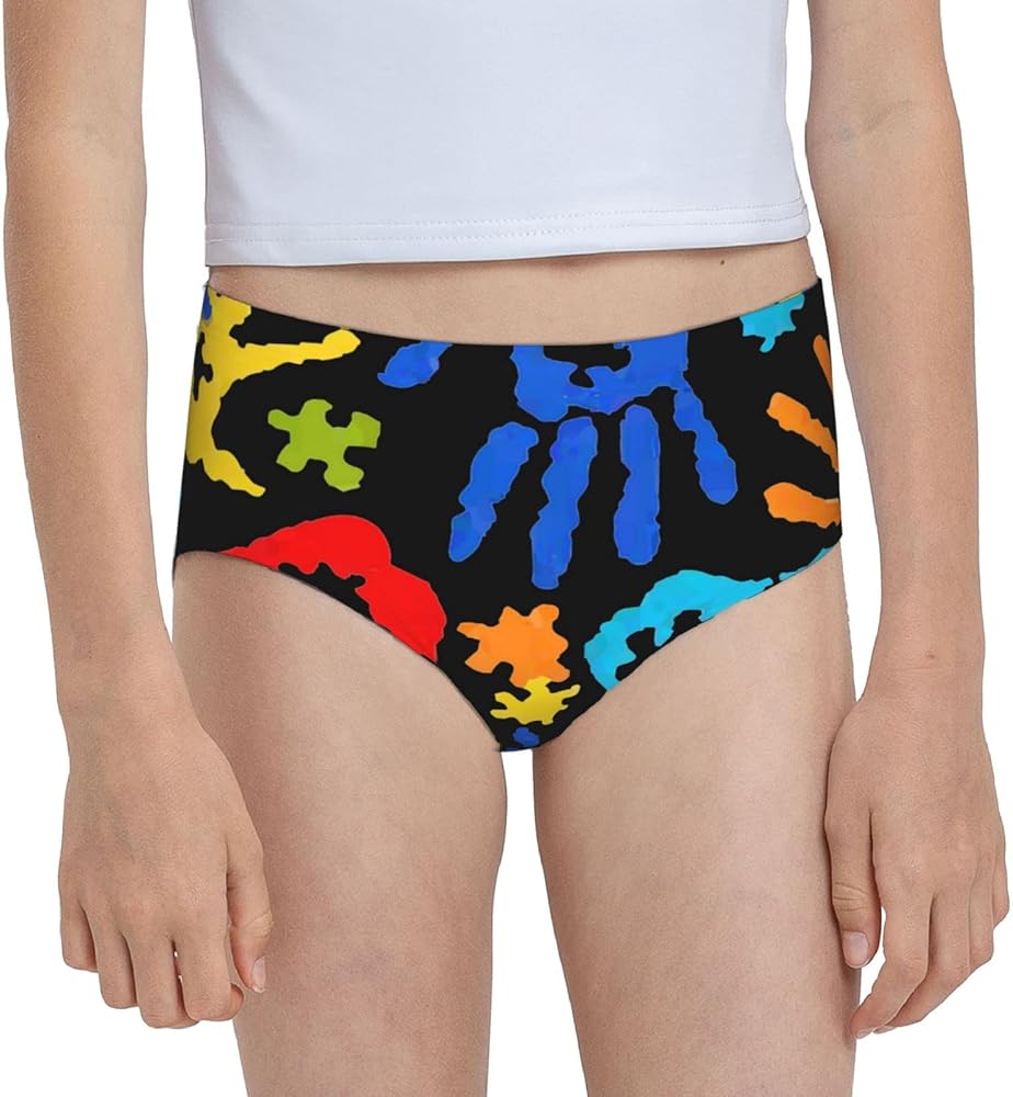 Augenstern Cotton Underwear Autism Awareness Colorful Puzzle Piece Girls'Briefs Soft Underpants