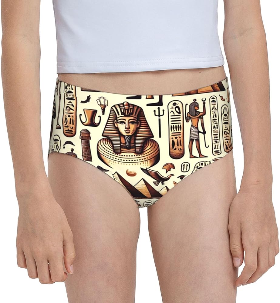 Augenstern Cotton Underwear Egypt-Hieroglyphs-Pharaoh Girls'Briefs Soft Underpants