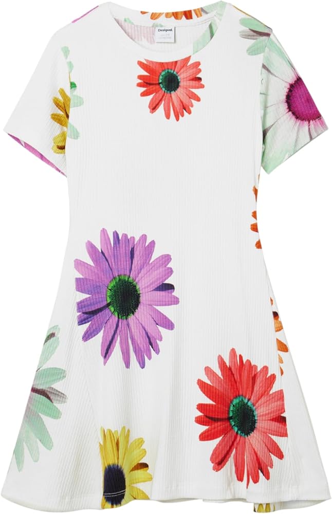 Desigual Little Girl's Short Ribbed Daisy Dress