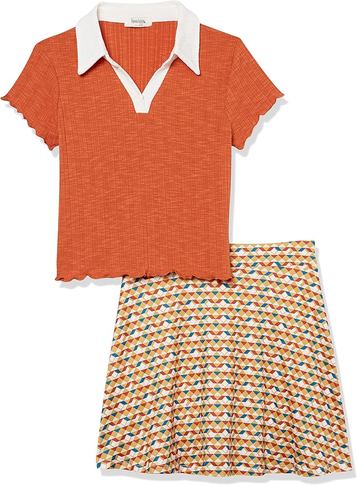 Speechless girls Short Sleeve Polo and Skirt Set