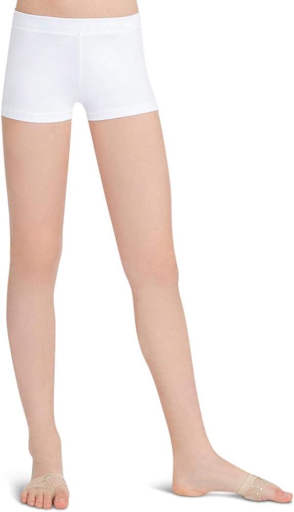 Capezio girls Boys Cut Low Rise athletic shorts, White, 4 6 US