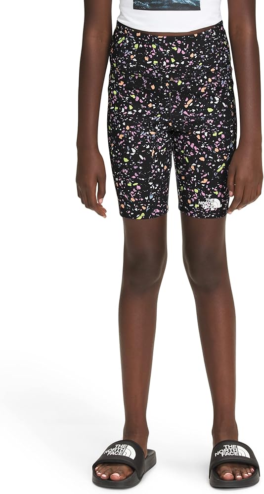 THE NORTH FACE Printed Never Stop Bike Girls Shorts TNF Black Terrazzo Print Sz XL