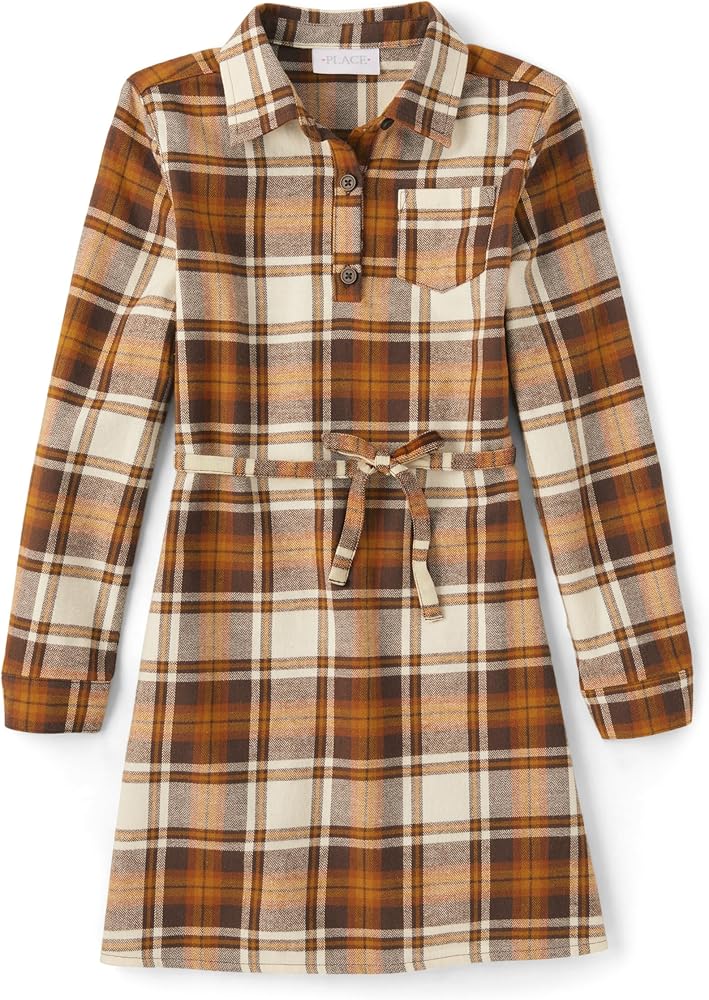 The Children's Place Girls Long Sleeve Plaid Fall Fashion Dress