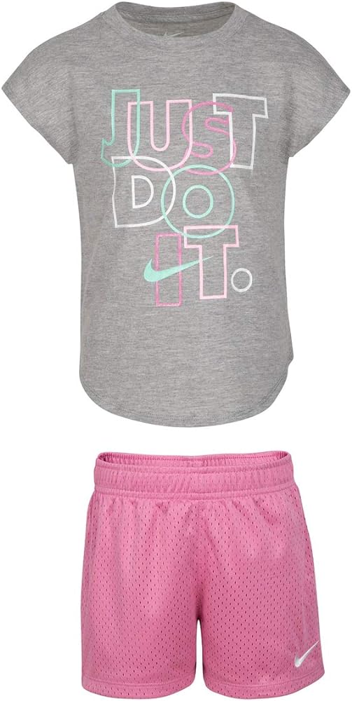 Nike Little Girls' T-Shirt and Shorts Set Magic Flamingo Size 6