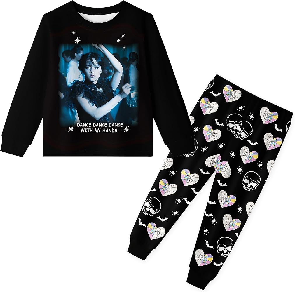 Nevermore Academy Shirt Set Girls Dark Dancing Queen Graphic Character Portrait Clothes Birthday Gift Toys Doll